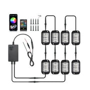 UOYOT 12Pods RGB LED Rock Lights Kit with App Remote Control Voice Mode,High Bright Multilcolor Lights Waterproof IP68 Rock Neon Light Kits,Underbody Neon Light Vehicle for Truck Off Road Car